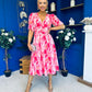 Dearbhla Banded Midi Dress Geo Pink