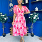 Dearbhla Banded Midi Dress Geo Pink