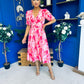Dearbhla Banded Midi Dress Geo Pink