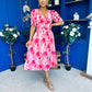 Dearbhla Banded Midi Dress Geo Pink