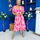 Dearbhla Banded Midi Dress Geo Pink