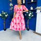 Dearbhla Banded Midi Dress Geo Pink
