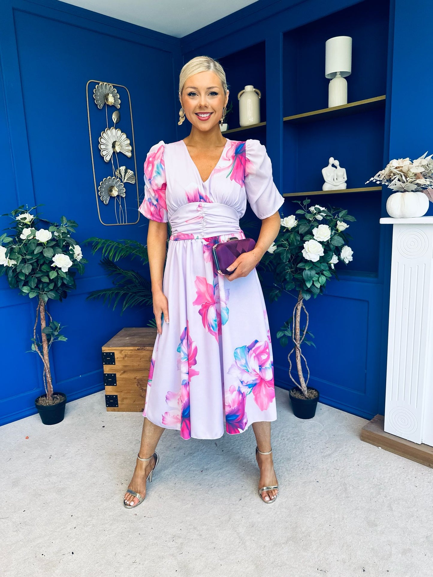 Dearbhla Banded Midi Dress Floral Lavender