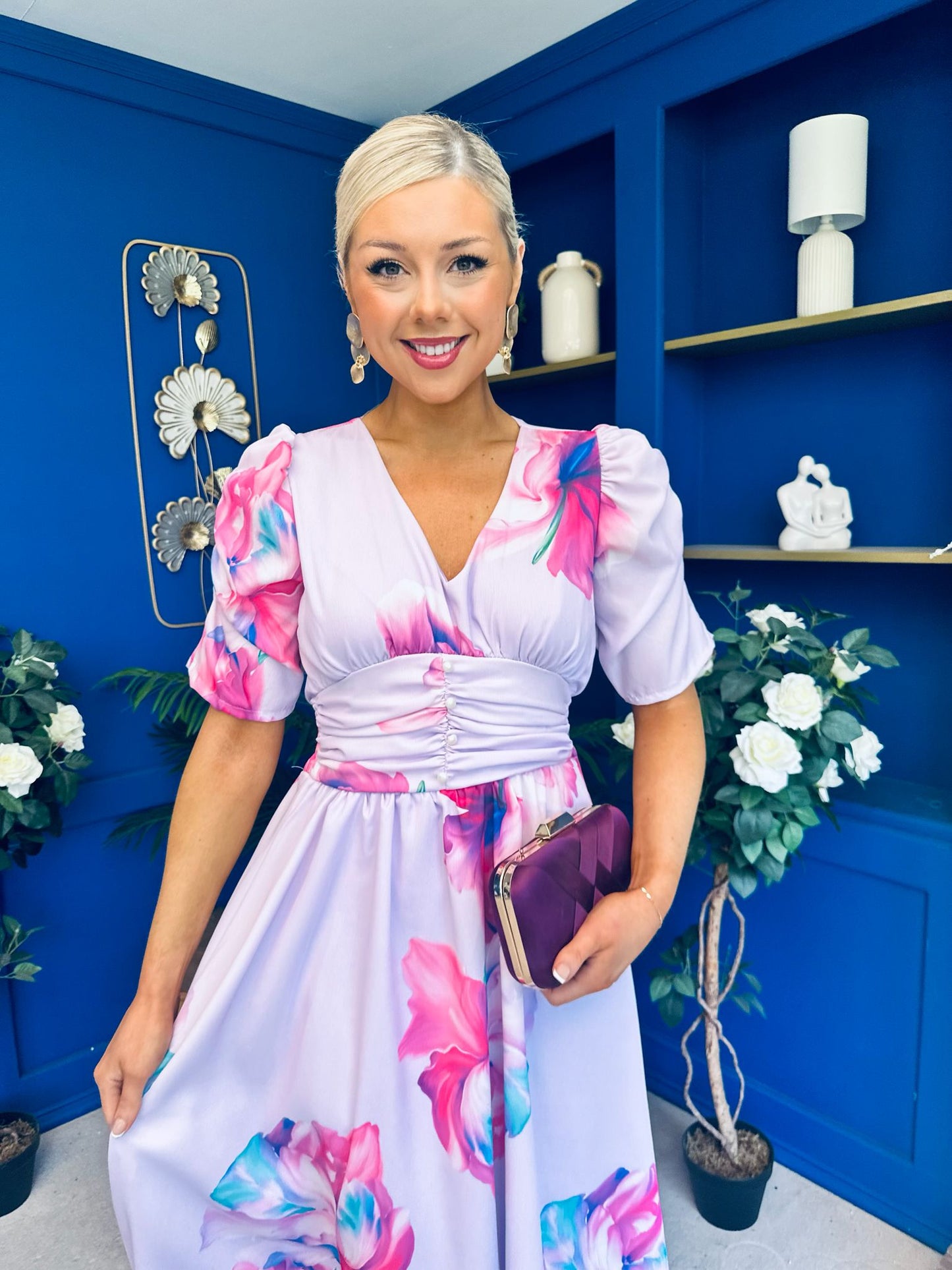 Dearbhla Banded Midi Dress Floral Lavender