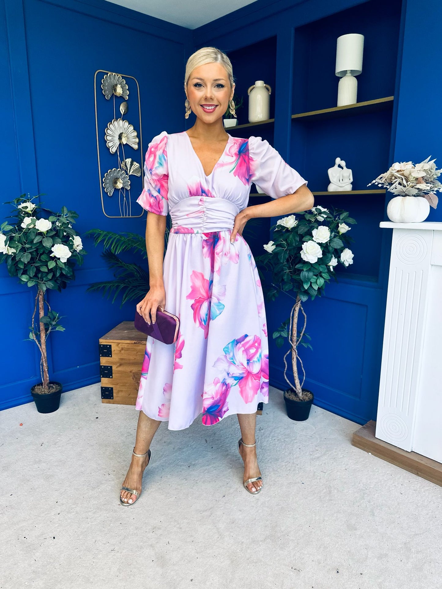 Dearbhla Banded Midi Dress Floral Lavender