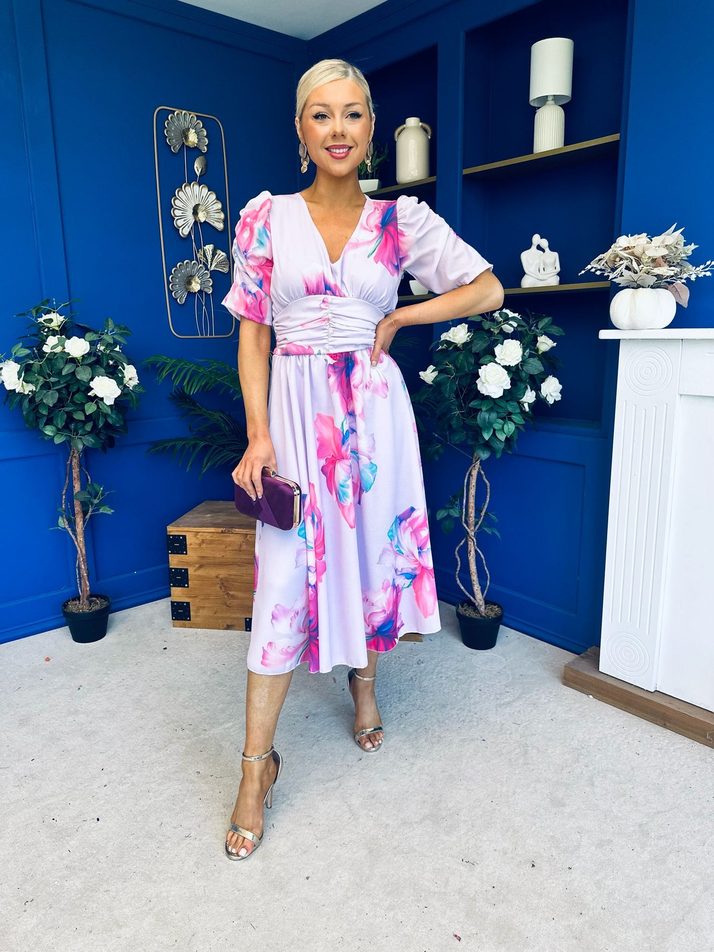 Dearbhla Banded Midi Dress Floral Lavender