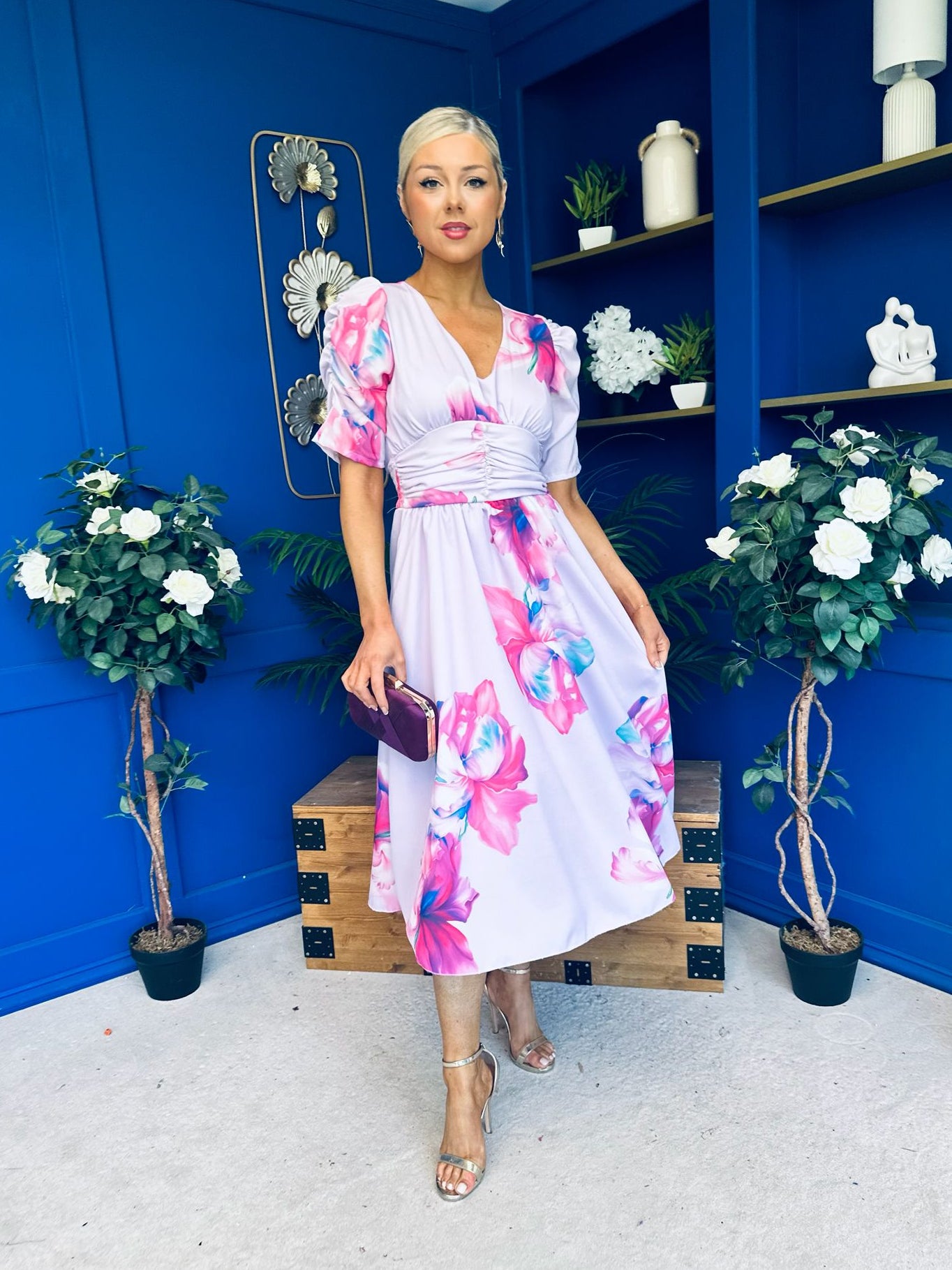 Dearbhla Banded Midi Dress Floral Lavender