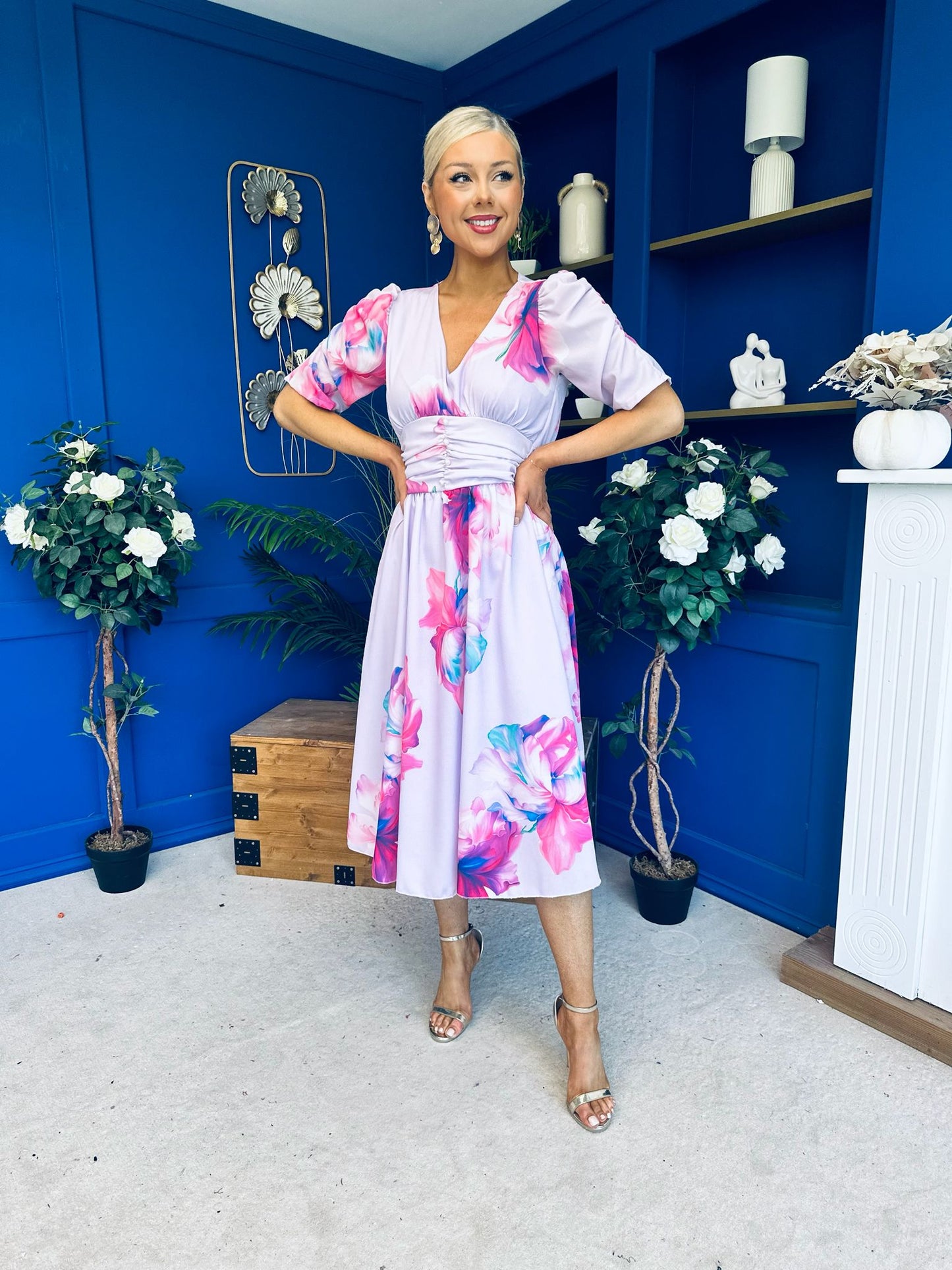 Dearbhla Banded Midi Dress Floral Lavender