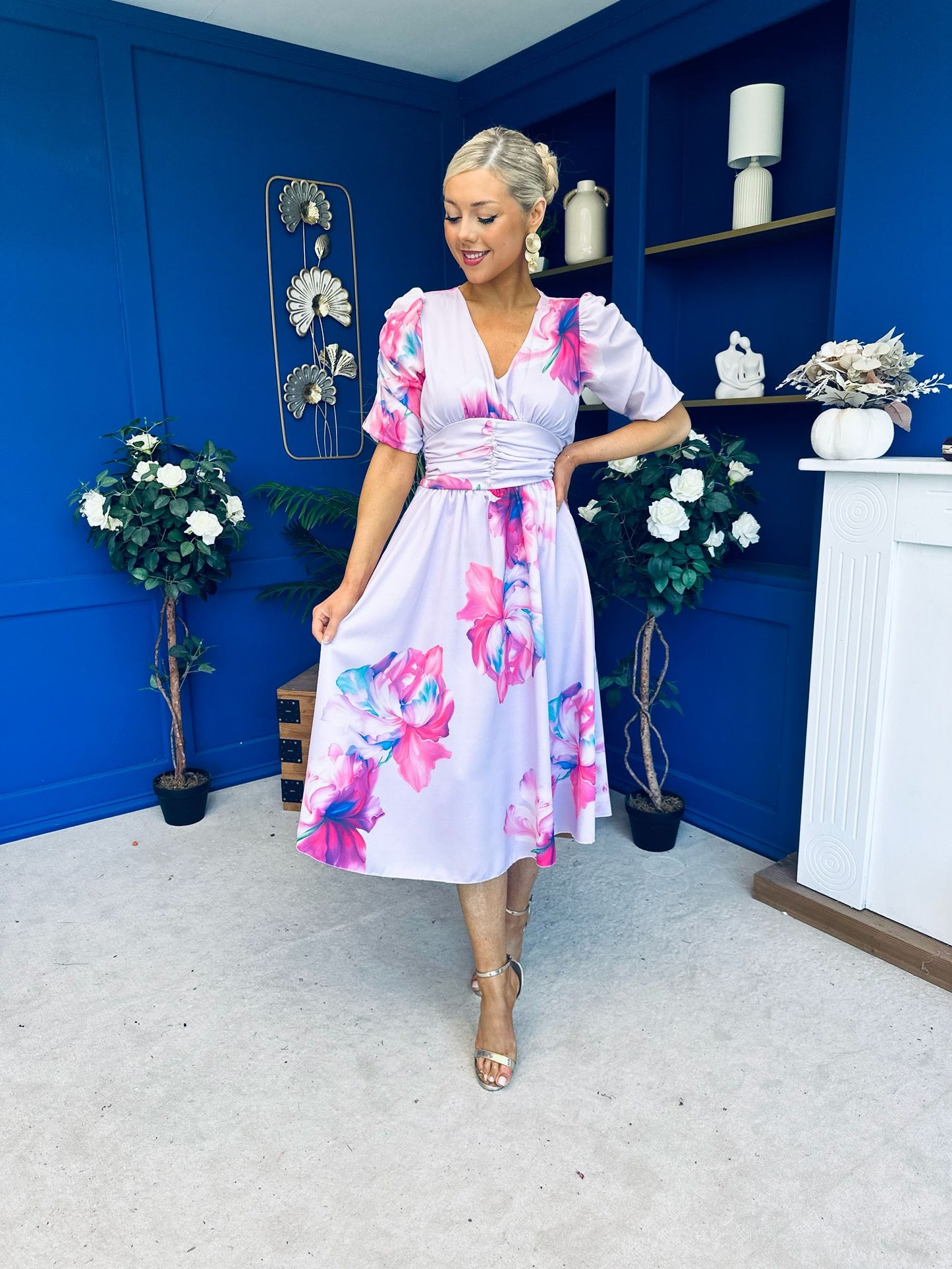 Dearbhla Banded Midi Dress Floral Lavender