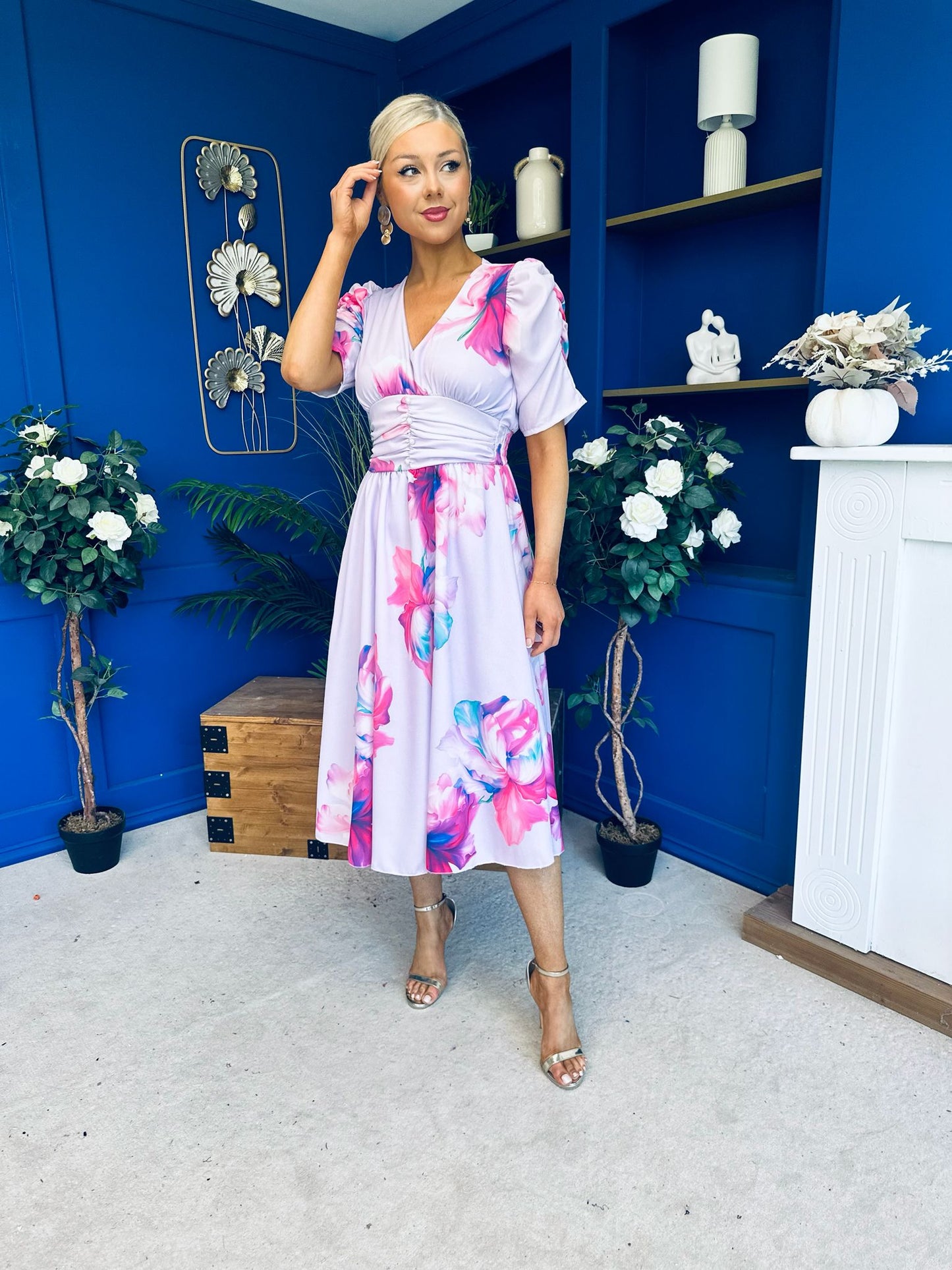 Dearbhla Banded Midi Dress Floral Lavender