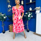 Dearbhla Banded Midi Dress Floral Coral