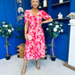 Dearbhla Banded Midi Dress Floral Coral