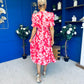 Dearbhla Banded Midi Dress Floral Coral