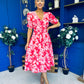 Dearbhla Banded Midi Dress Floral Coral