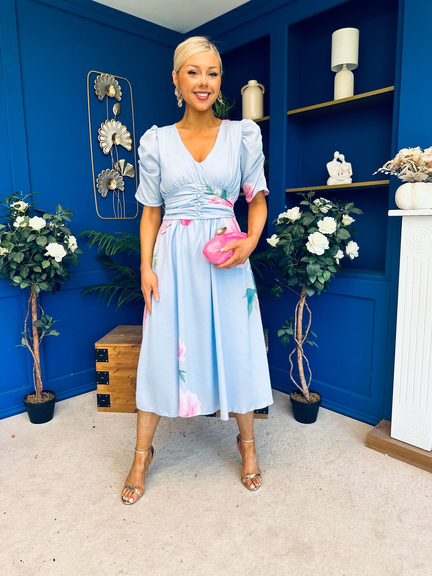 Dearbhla Banded Midi Dress Floral Blue