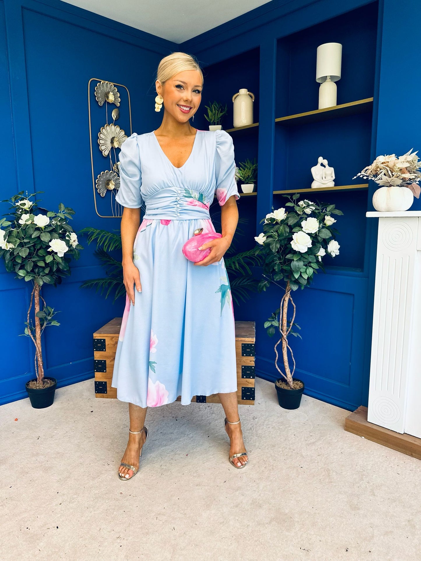 Dearbhla Banded Midi Dress Floral Blue