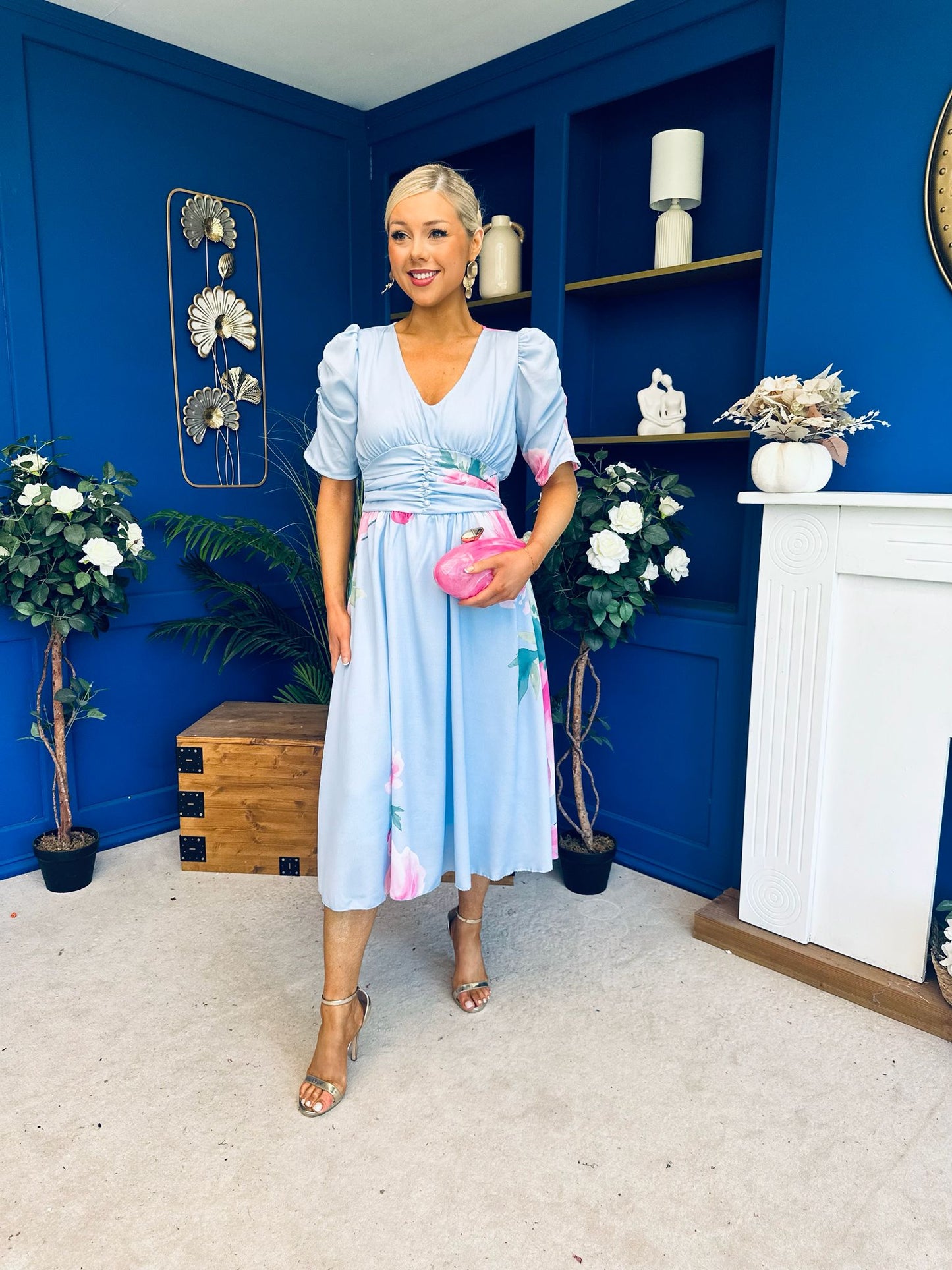 Dearbhla Banded Midi Dress Floral Blue