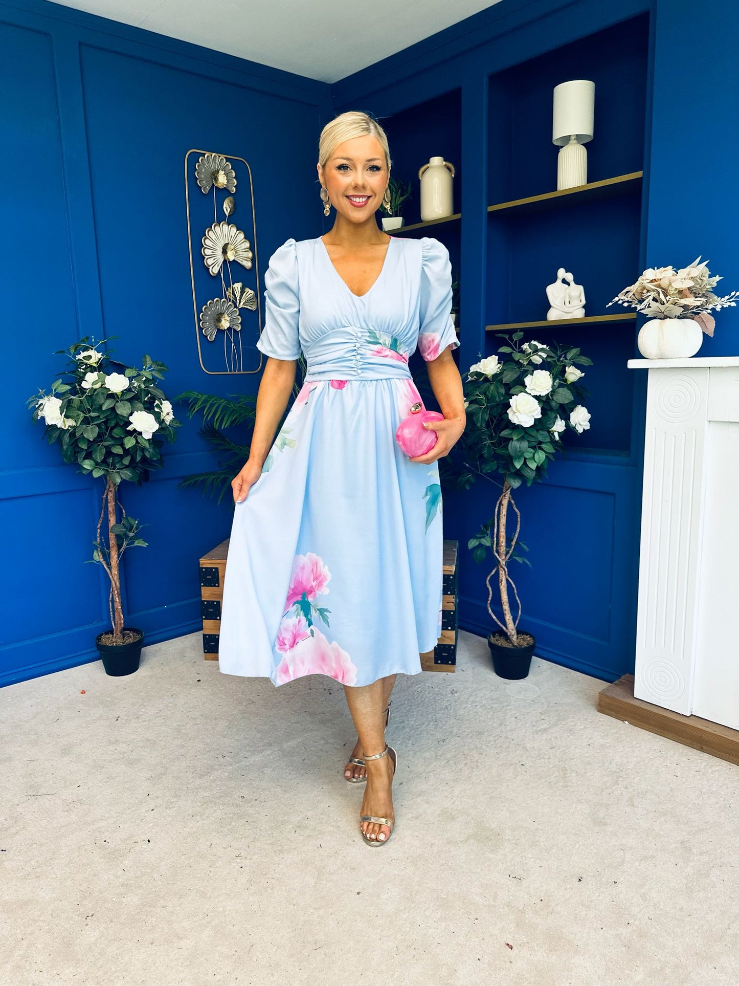 Dearbhla Banded Midi Dress Floral Blue