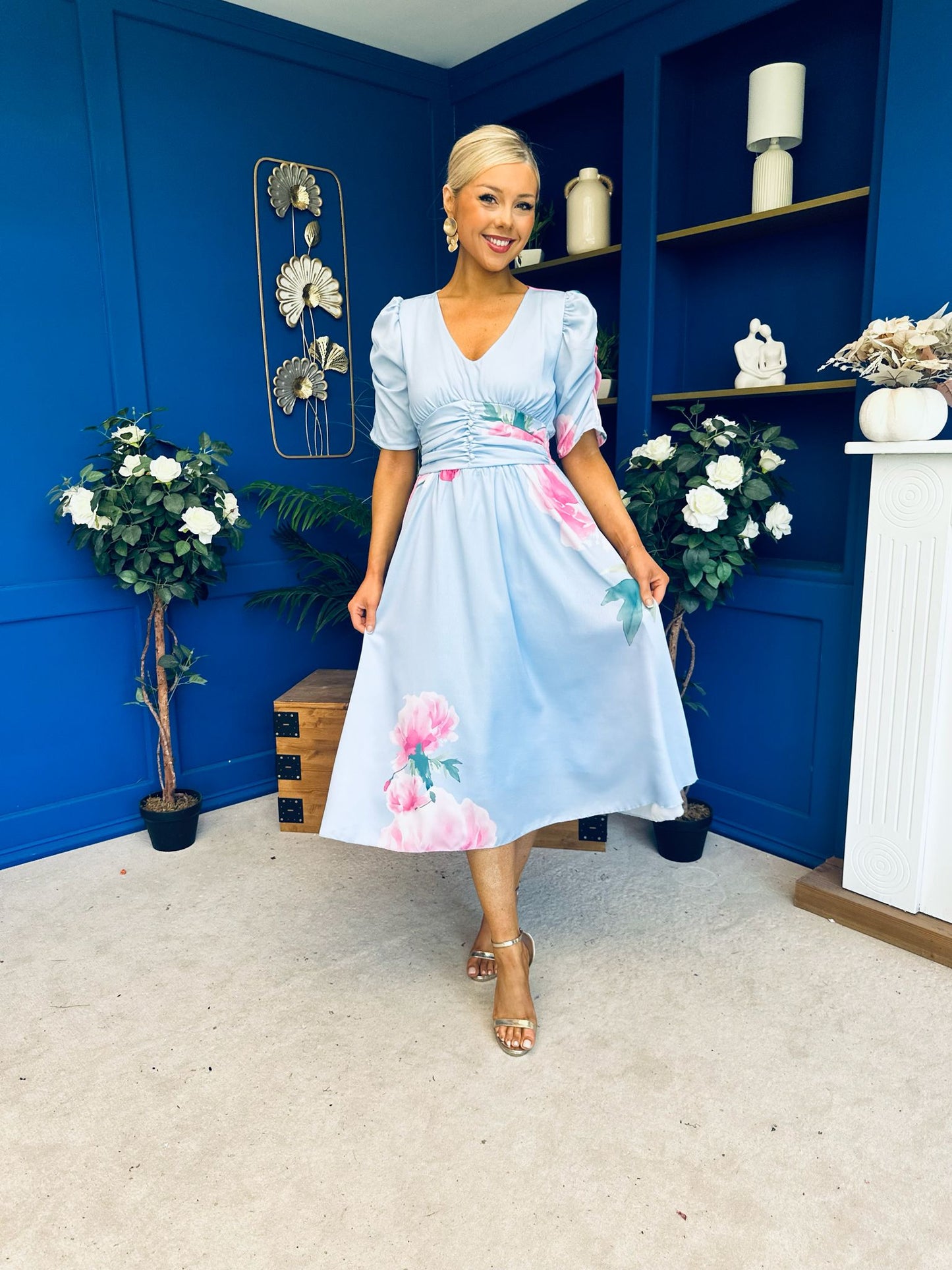 Dearbhla Banded Midi Dress Floral Blue