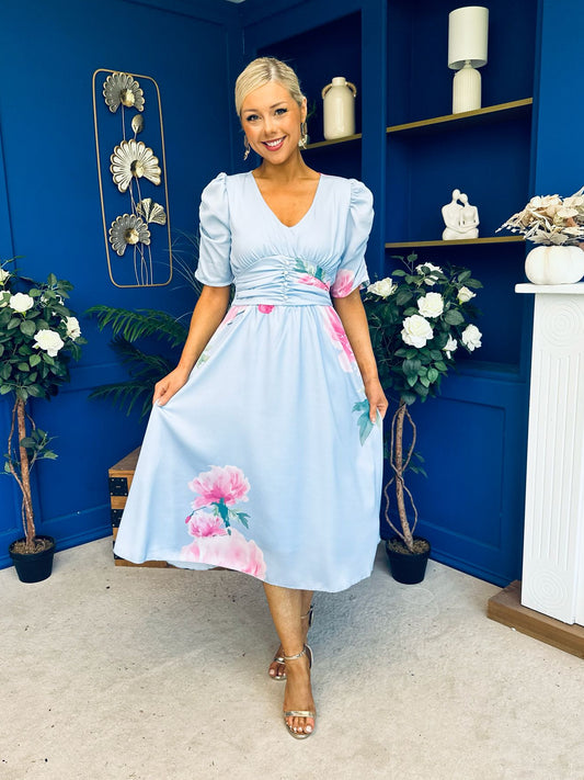 Dearbhla Banded Midi Dress Floral Blue