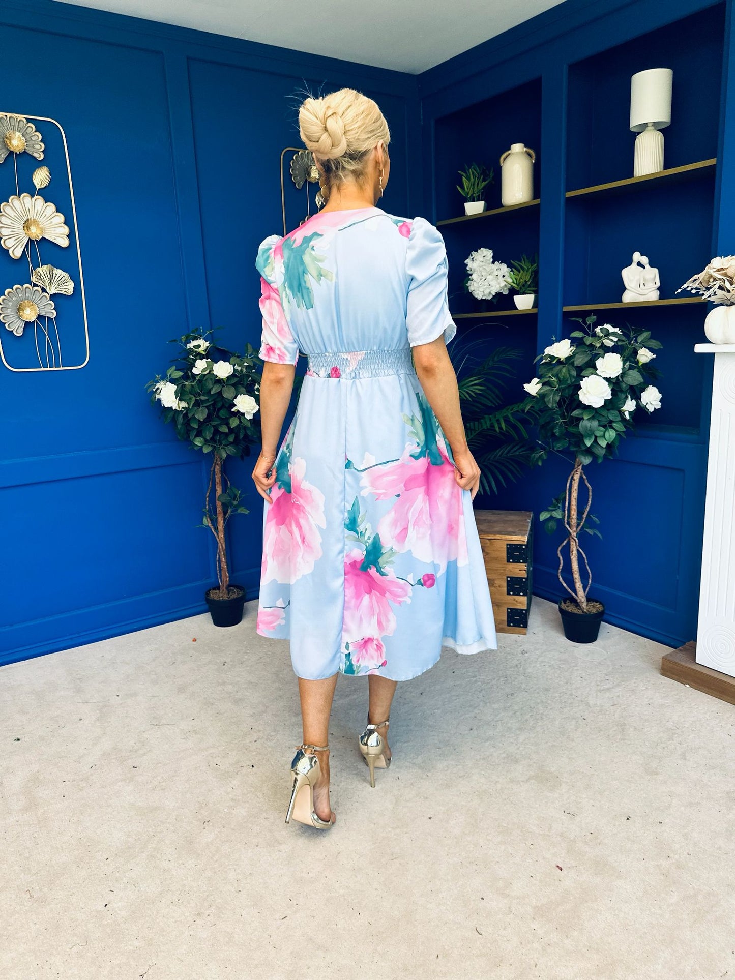 Dearbhla Banded Midi Dress Floral Blue