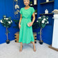 Sadie Gold Belt Detail Midi Dress Emerald