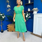 Sadie Gold Belt Detail Midi Dress Emerald