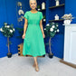 Sadie Gold Belt Detail Midi Dress Emerald