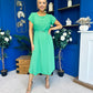 Sadie Gold Belt Detail Midi Dress Emerald