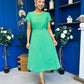 Sadie Gold Belt Detail Midi Dress Emerald