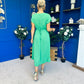 Sadie Gold Belt Detail Midi Dress Emerald