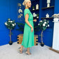 Sadie Gold Belt Detail Midi Dress Emerald