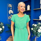 Sadie Gold Belt Detail Midi Dress Emerald