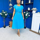 Sadie Gold Belt Detail Midi Dress Cyan