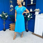 Sadie Gold Belt Detail Midi Dress Cyan