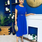 Sadie Gold Belt Detail Midi Dress Cobalt