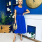 Sadie Gold Belt Detail Midi Dress Cobalt