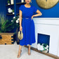 Sadie Gold Belt Detail Midi Dress Cobalt