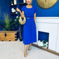 Sadie Gold Belt Detail Midi Dress Cobalt