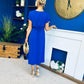 Sadie Gold Belt Detail Midi Dress Cobalt