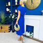 Sadie Gold Belt Detail Midi Dress Cobalt