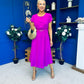 Sadie Gold Belt Detail Midi Dress Orchid
