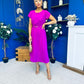 Sadie Gold Belt Detail Midi Dress Orchid