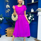 Sadie Gold Belt Detail Midi Dress Orchid