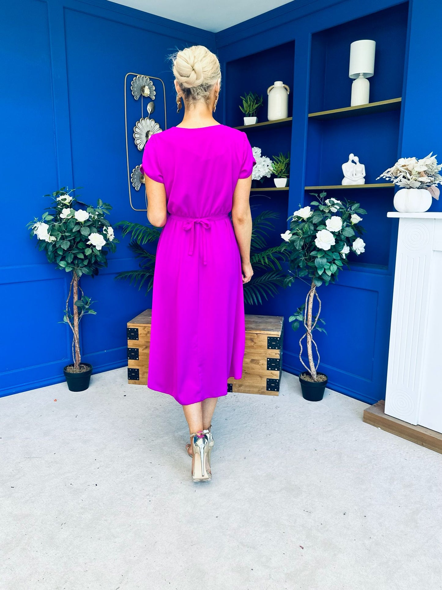 Sadie Gold Belt Detail Midi Dress Orchid