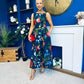 Grayson Detailed Midi Dress Floral Navy
