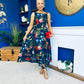 Grayson Detailed Midi Dress Floral Navy