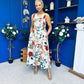 Grayson Detailed Midi Dress Floral Cream