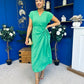 Opal Gold Clasp Detailed Midi Dress Emerald