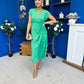 Opal Gold Clasp Detailed Midi Dress Emerald